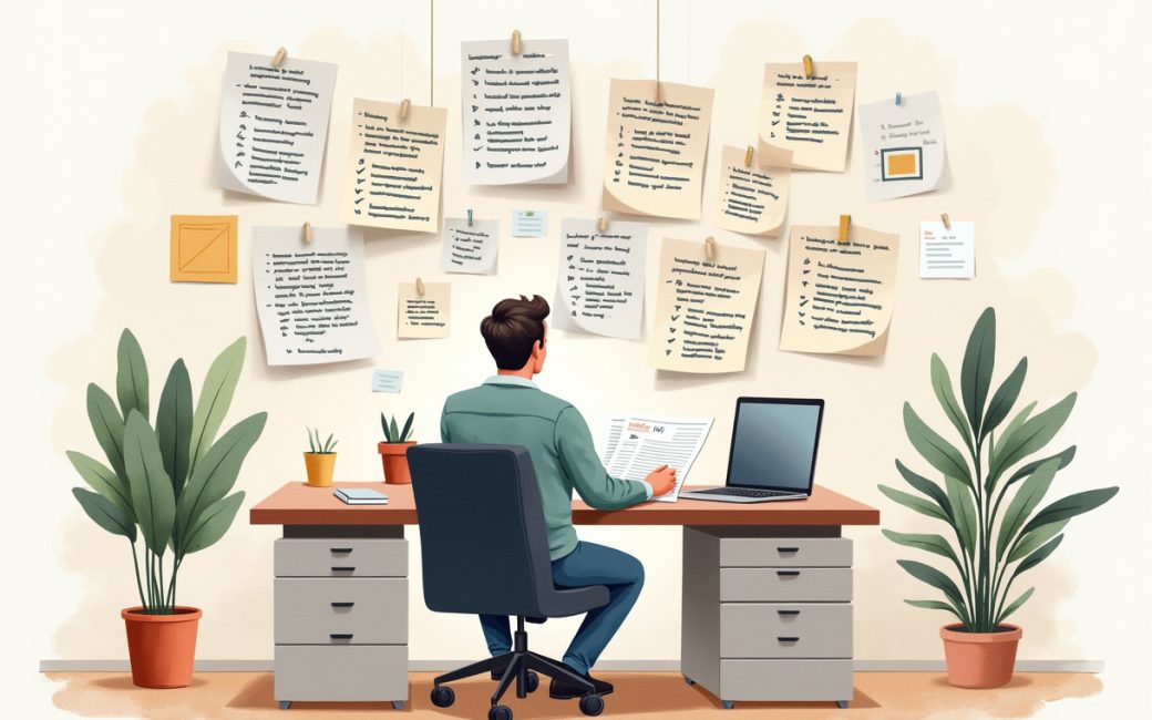 Person reviewing work history and professional skills at a desk