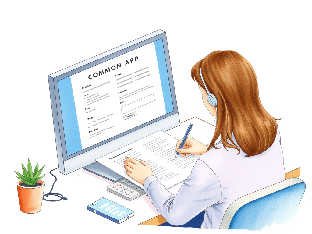 Student completing an online college application form on a laptop