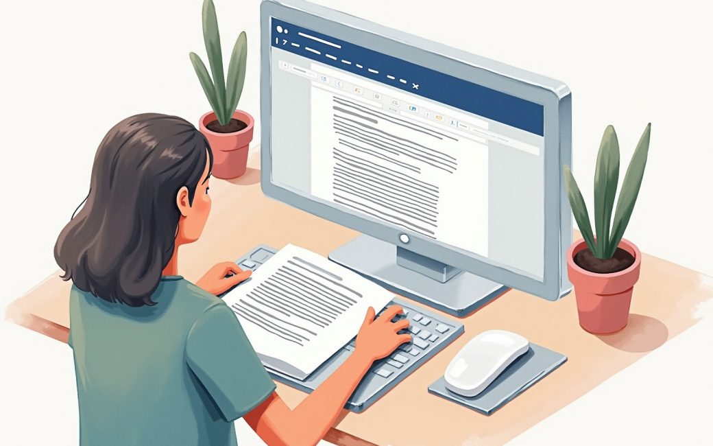 Person at a computer screen working in a cloud-based word processor application