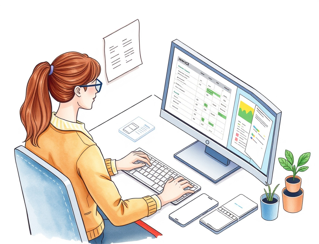 Solo business owner managing scheduling and billing on laptop